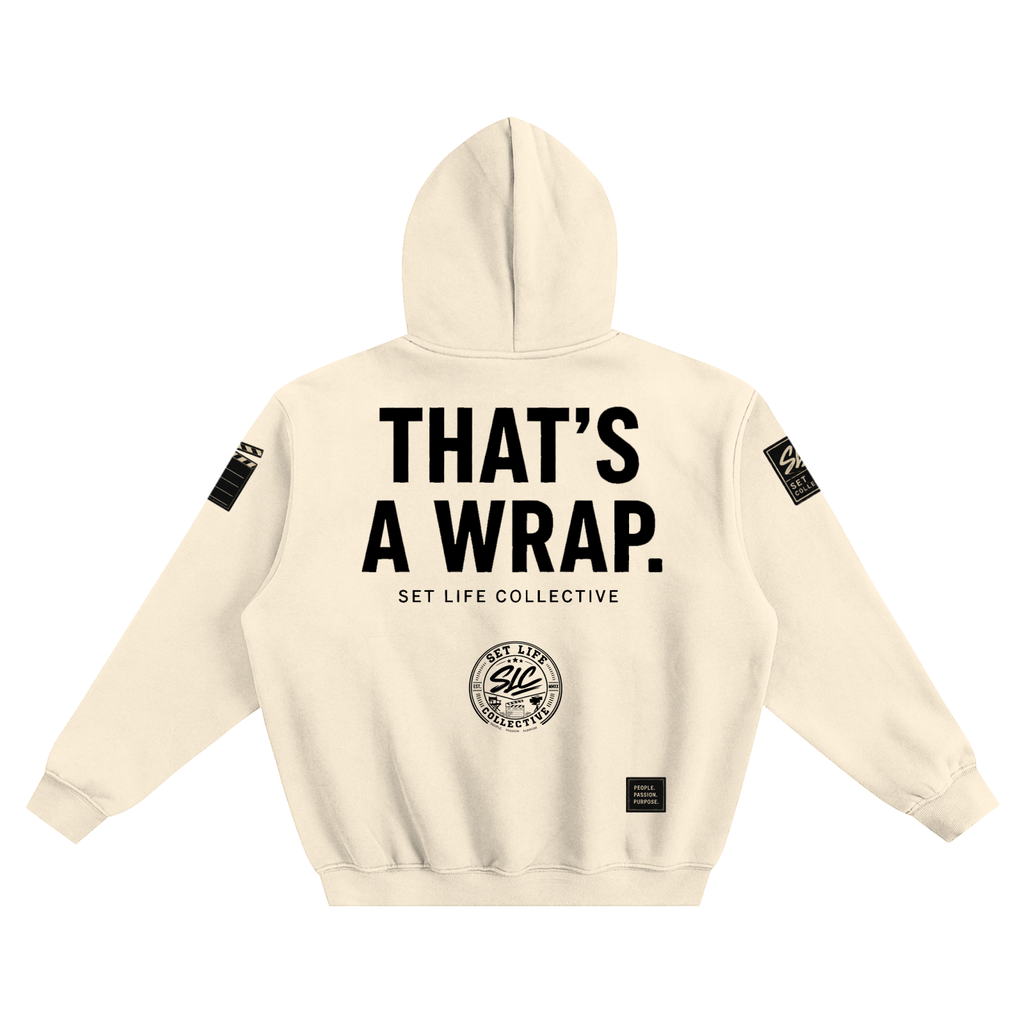That's a Wrap (Black)-Fleeced Boxy Hoodie