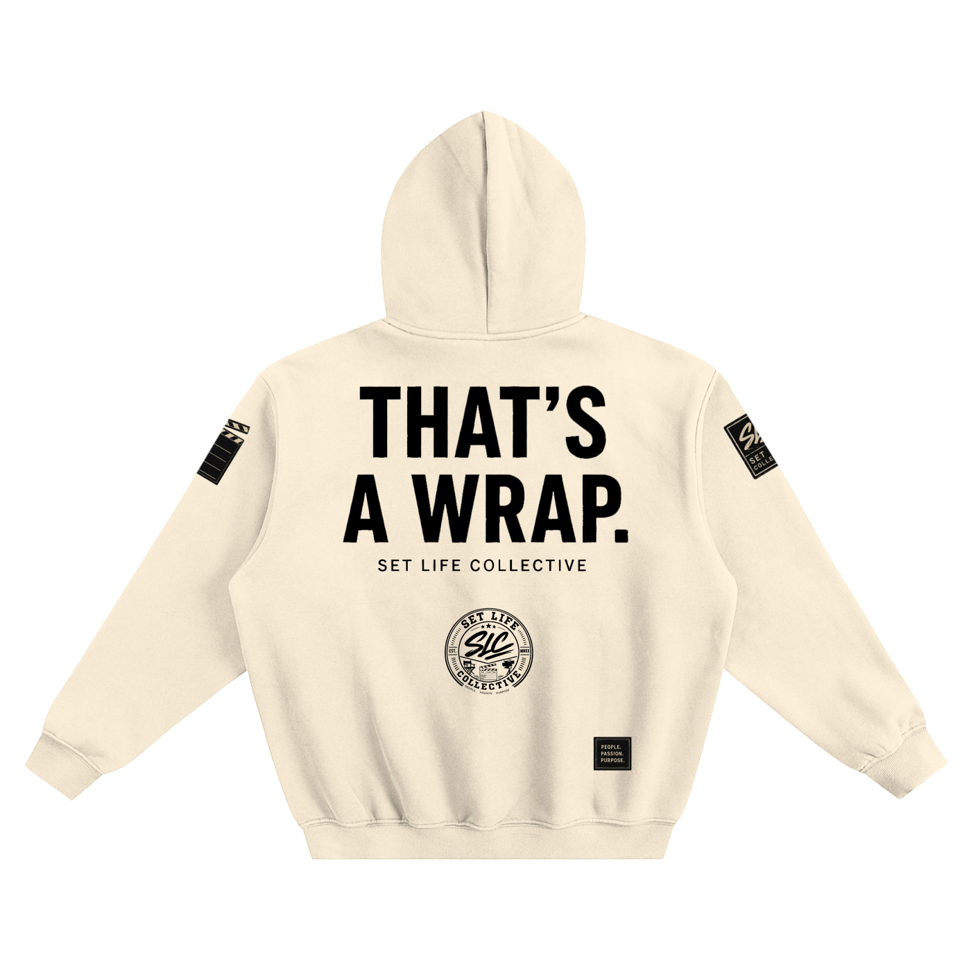 That's a Wrap (Black)-Fleeced Boxy Hoodie