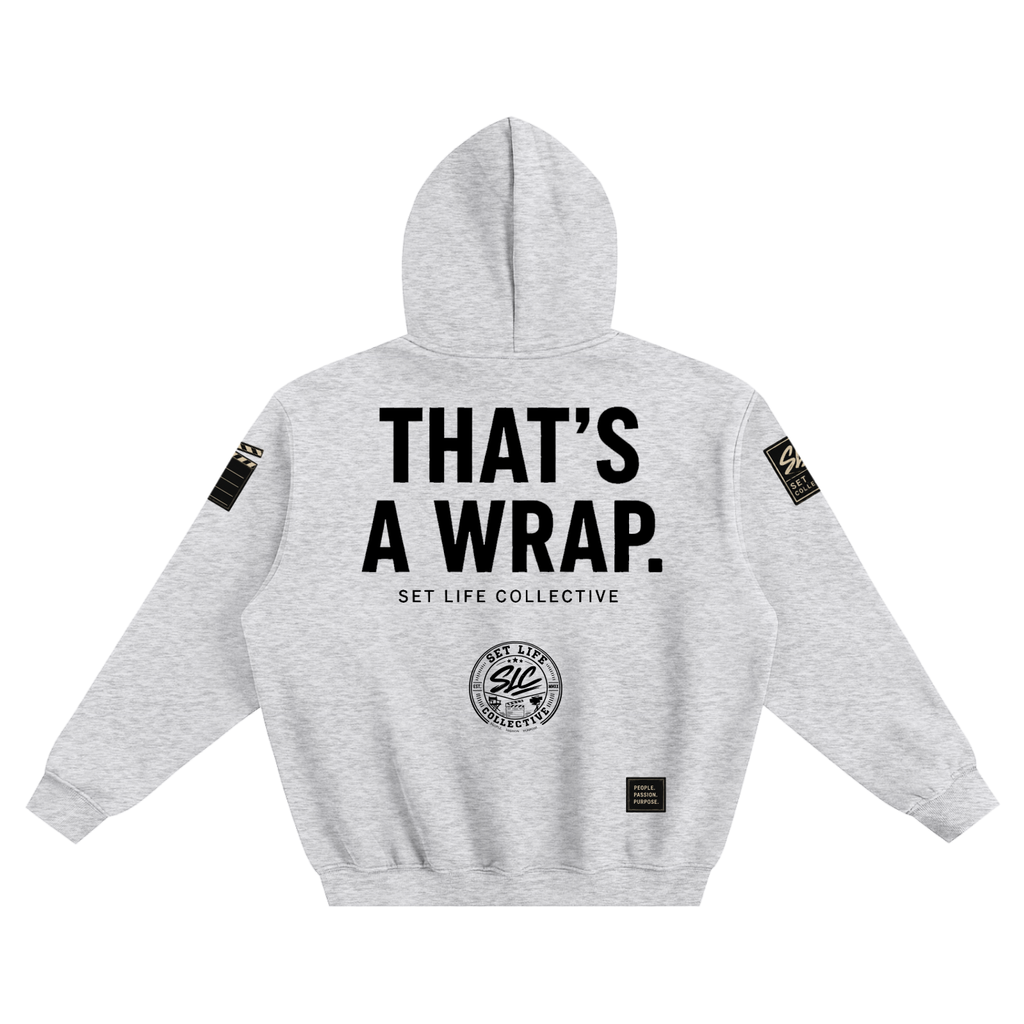 That's a Wrap (Black)-Fleeced Boxy Hoodie