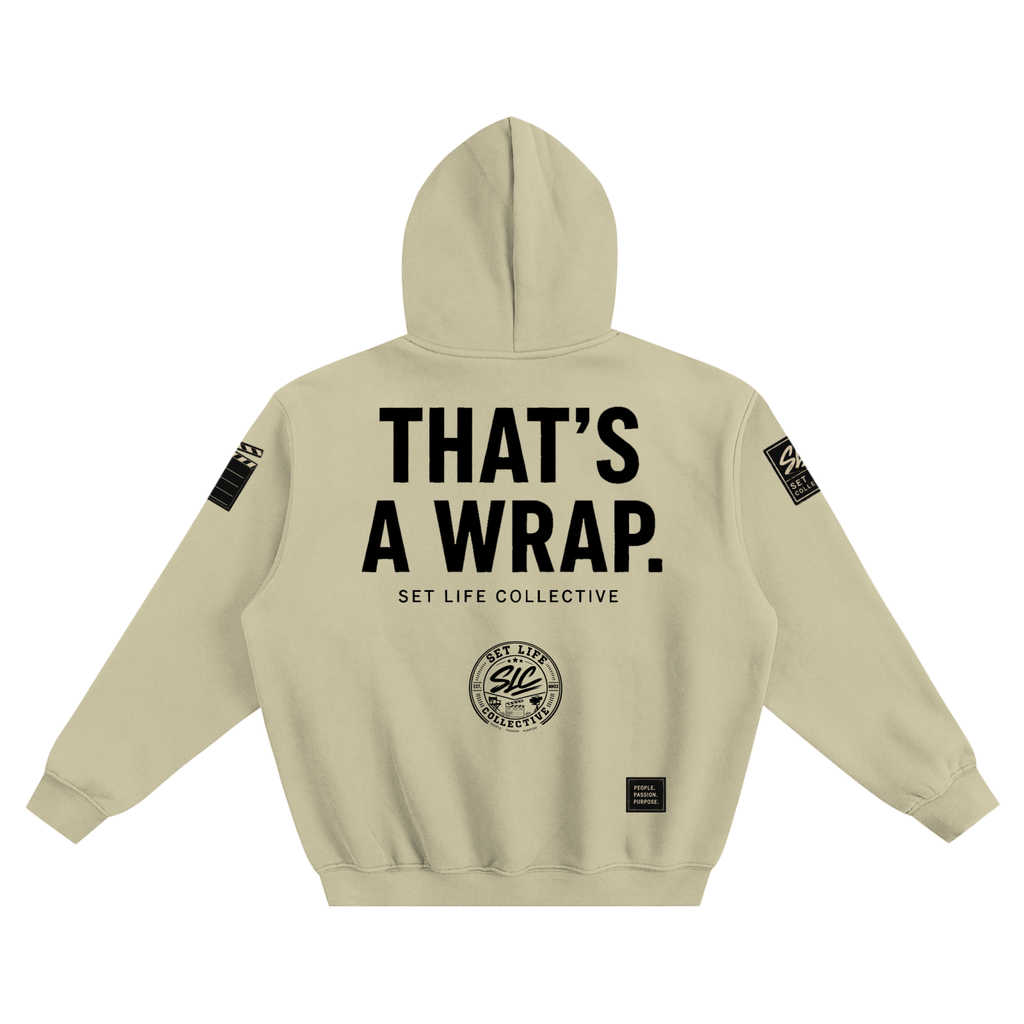 That's a Wrap (Black)-Fleeced Boxy Hoodie
