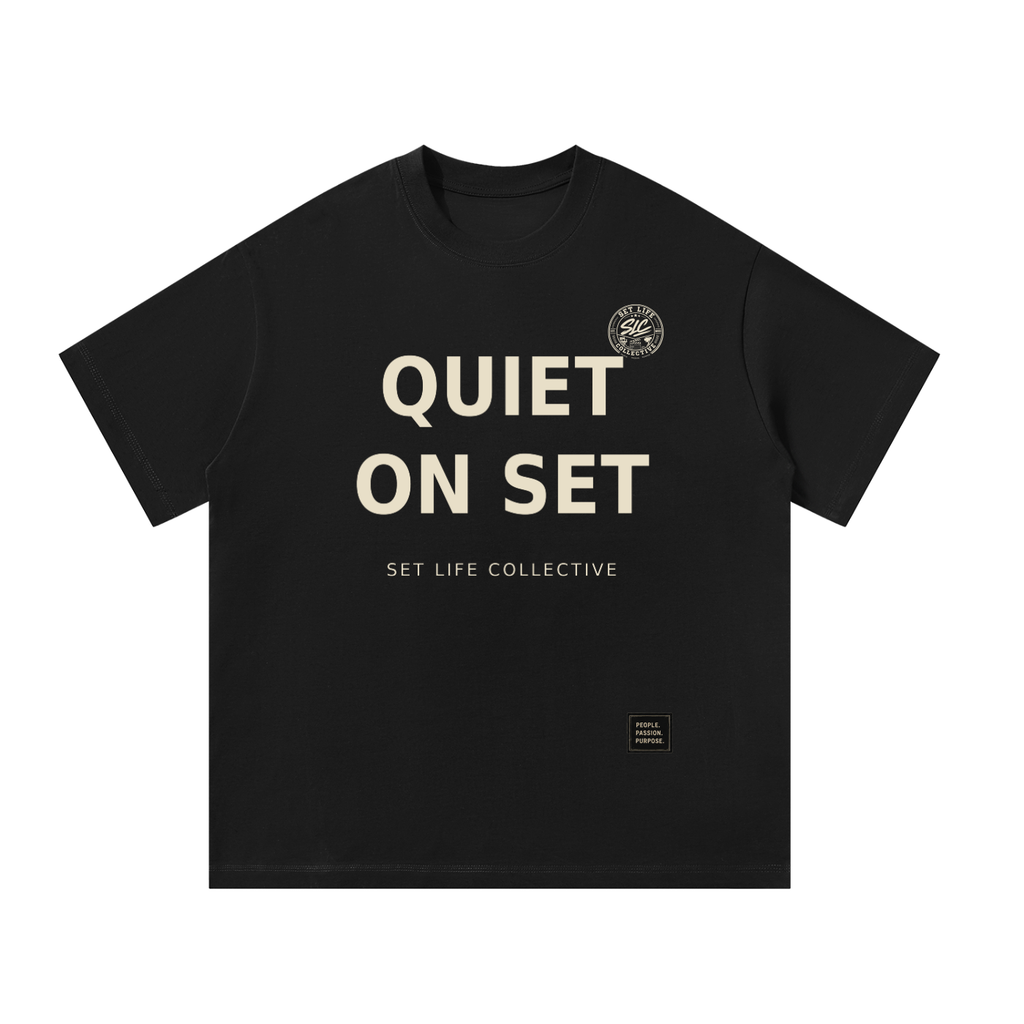 Quiet On Set: Cream- Unisex Oversized T-Shirt